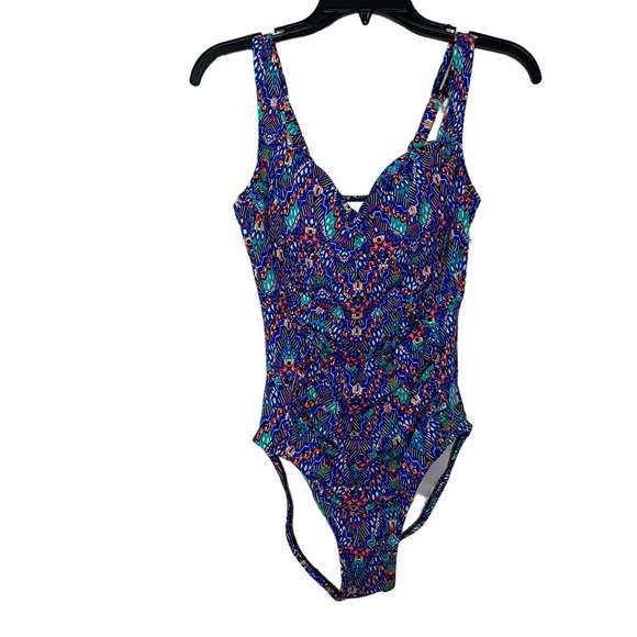 Swim Solutions Tummy-Control Shirred One-Piece Swimsuit, 12 blue - Picture 1 of 8